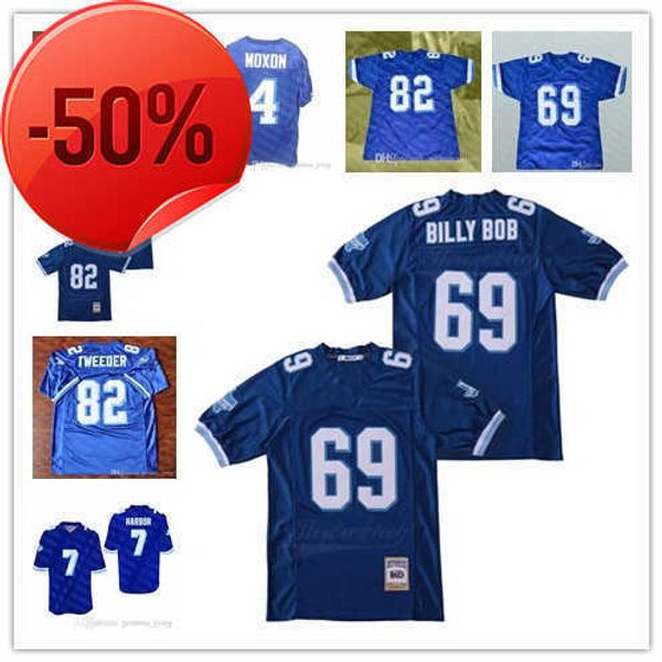

west canaan coyotes varsity movie football 69 billy bob 82 charlie tweeder 4 jonathan moxon 7 lance harbor all stitched sewn jerseys, Black;red