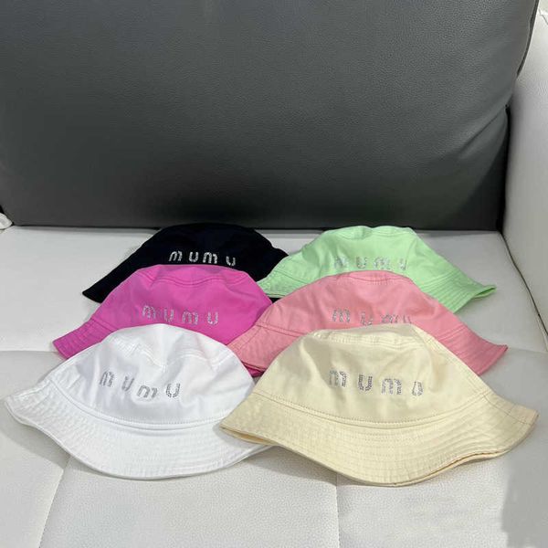 

miu bucket hat luxury brand baseball cap rhinestone letters candy color sun hat summer sun protection sun fashion fisherman hats, Blue;gray