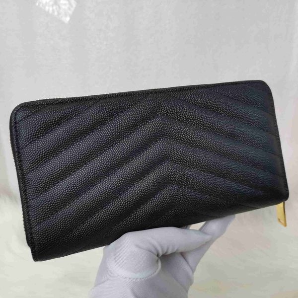 

factory sell long card holder zipper women wallet in black real leather for lady
