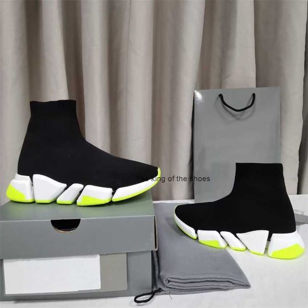 

casual shoes 2022 autumn boots paris second generation sock shoes womens elastic cloth flat heel thick sole with high ankle, Black