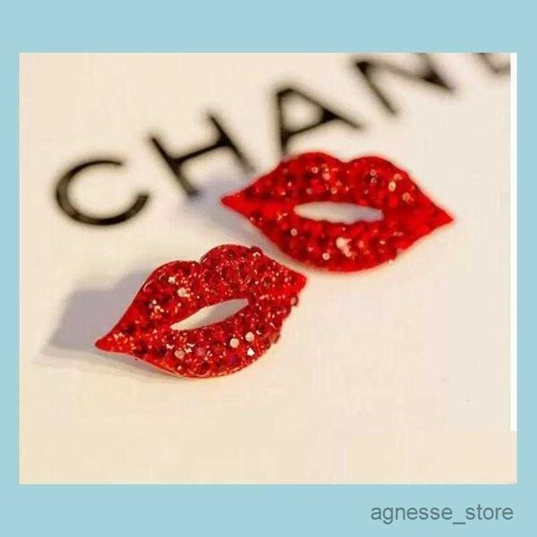 

stud stud red lip diamond stud earrings vintage fill big earring women girl jewelry valentine gift delivery r230619, Golden;silver
