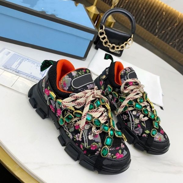 

flashtrek designer sneakers rhyton casual shoes brand vintage platform shoes men women multicolor running sneaker size 35-45, Black