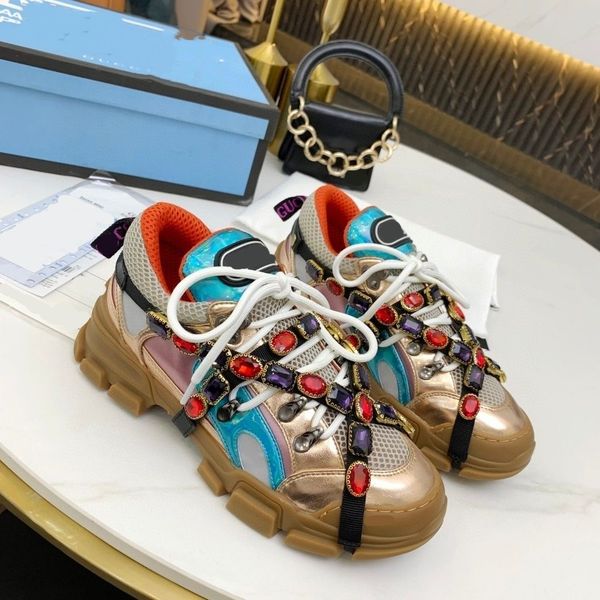 

flashtrek designer sneakers rhyton casual shoes brand vintage platform shoes men women multicolor running sneaker size 35-45 09, Black