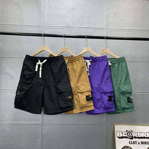 

2023 summer new fashion brand stone d zipper 3d work suit capris shorts couple style, White;black