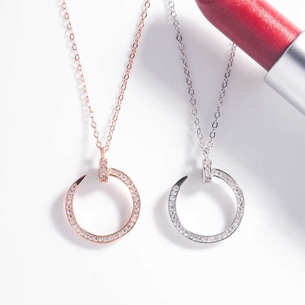 

selling funds japanese and korean style new s925 sterling silver curved nail necklace pendant girls fashion ol inlaid diamond temperament ti, Black