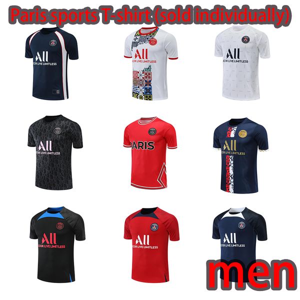 

23 24 psgs sports short sleeves 2023 paris sportswear training wear short sleeve suit soccer shirt kit uniform chandal sweatshirt sweater se, Black