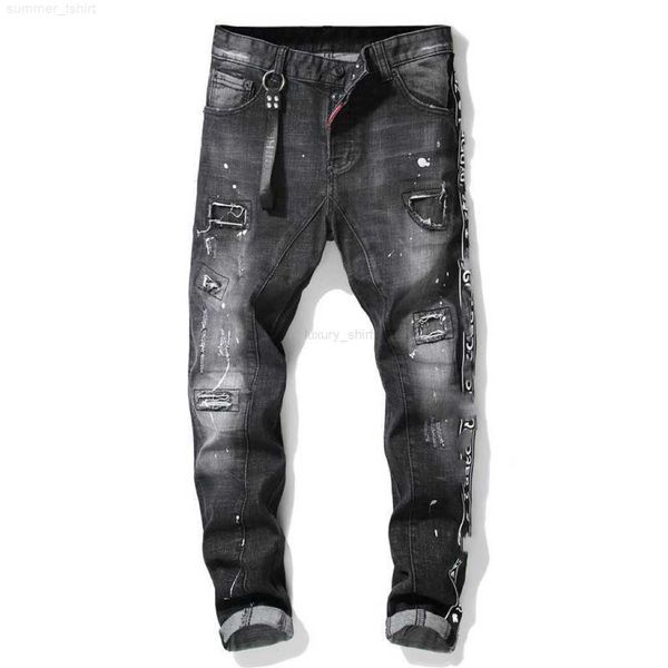

mens cool ksubi jeans rips stretch designer jeans distressed ripped biker slim fit washed motorcycle denim men s hip hop fashion man pants p, Blue