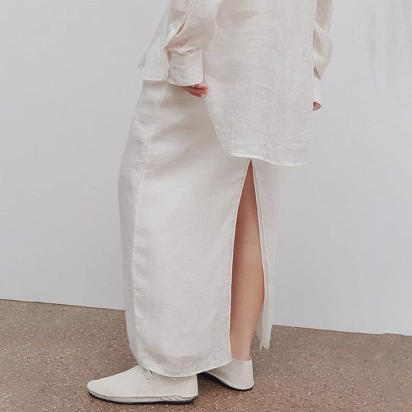 

*row spring/summer new light and thin hemp loose tone loose versatile simple commuter long sleeve women's lightweight shirt, White