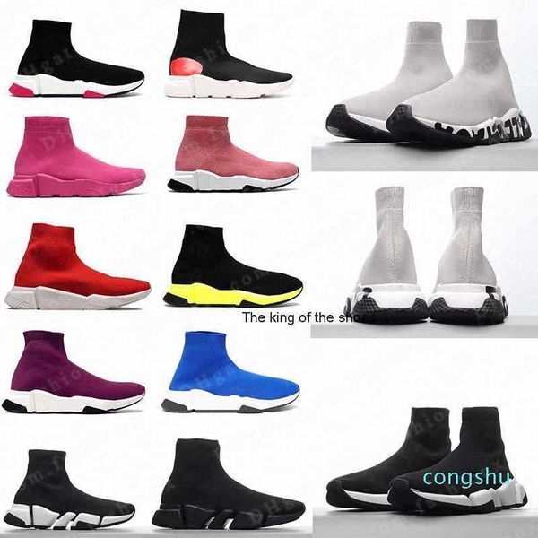 

designer socks casual shoes platform men mens woman shiny knit speed 2.0 1.0 trainer runner sneaker sock shoe master embossed womens sneaker, Black