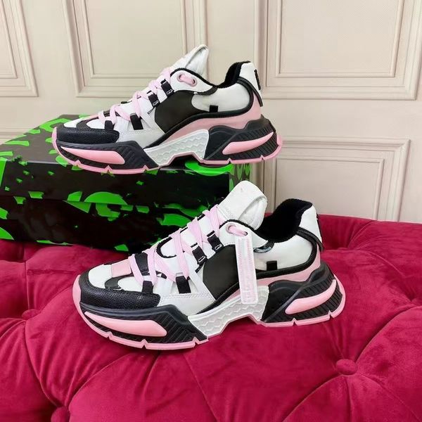 

luxury shoes men sneaker high platform shoe designer striped fashion retro leather men's trainer 04, Black