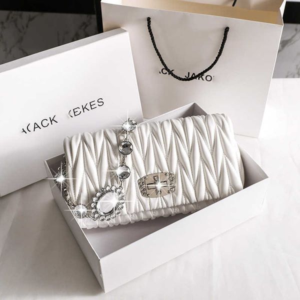 

fold bag 2022 new style small fragrance feng shui diamond chain women's bag miu crystal underarm bag fashion messenger bag