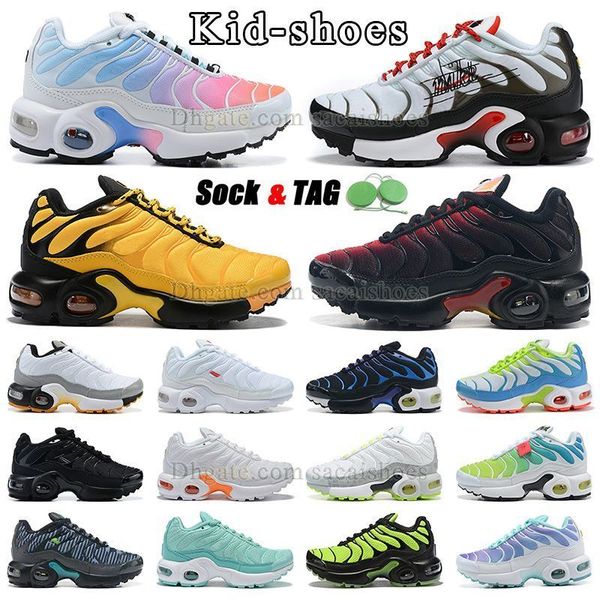 

tn plus original kid shoes infant running shoes black white dark blue pink red orange yellow green boys and girls children kids sneakers big
