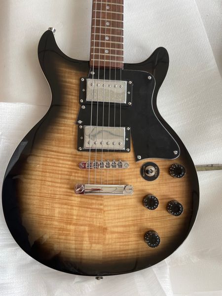 

custom lp electric guitar original wood color body black edges