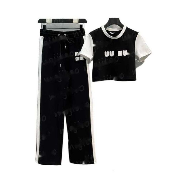 

women's plus size tracksuits designer letter printed pants t shirts women short sleeve tees sweatpants fashion running sports wear yog, Black
