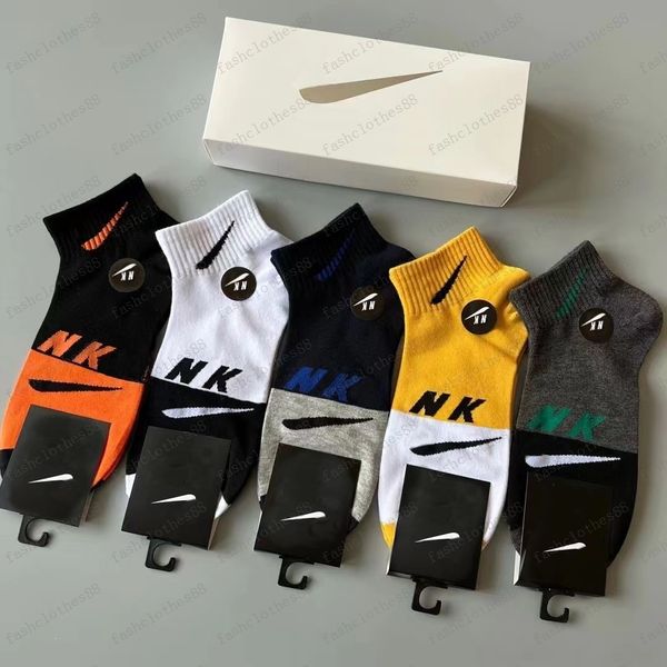 

2023 designer mens and womens socks five brands of luxurys sports sock winter net letter knit sock cotton with boxes, Black