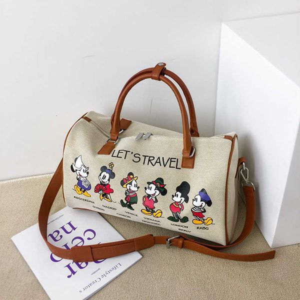 

cartoon canvas bag women's shoulder bag east gate with short distance travel bag women's bag tide japan and south korea high-capac