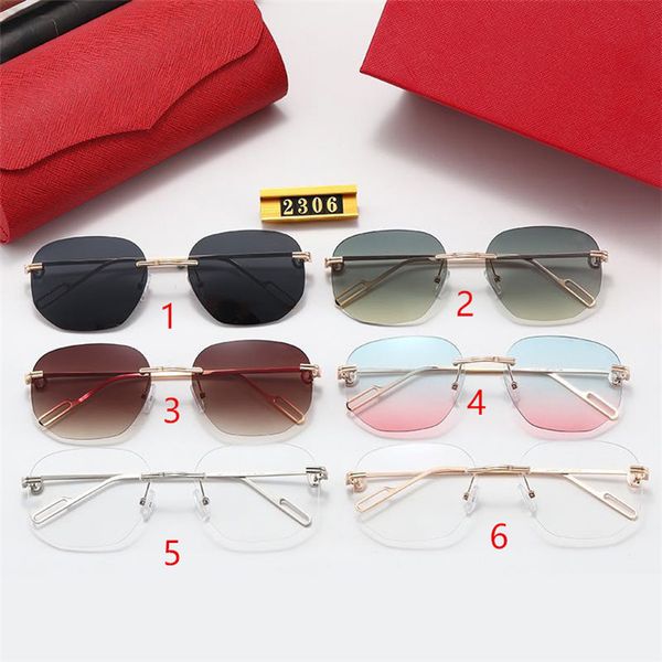 

mens sunglasses designer sunglasses for women brand new fashion women rimless sunglasses metal european sunglasses 2306, White;black