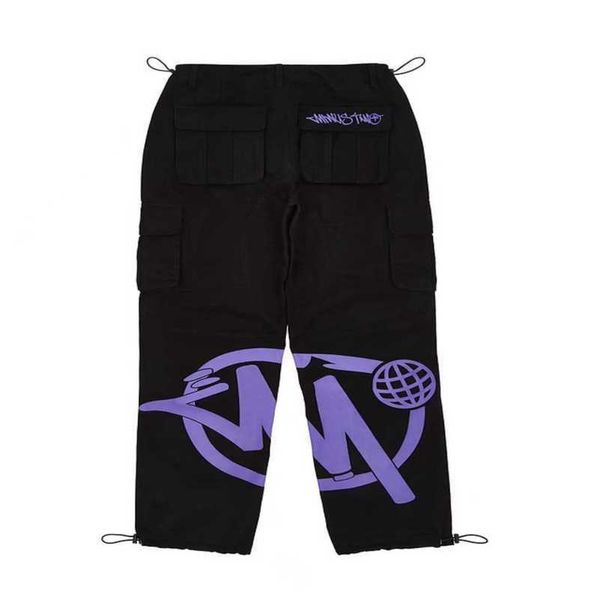 

men's jeans y2k hip hop printing black pants new harajuku fashion punk rock wide foot trousers streetwear, Blue