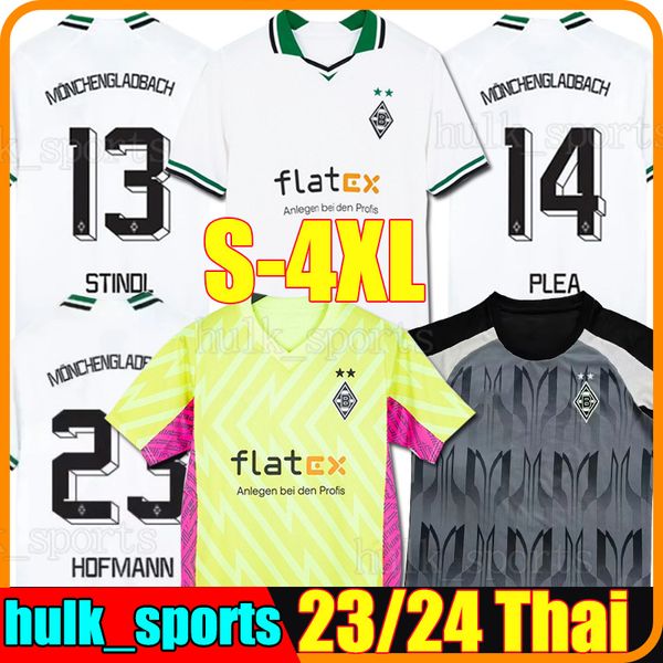 

4xl 23/24 borussia monchengladbach soccer jerseys 2023 gladbach stindl elvedi plea zakaria neuhaus ginter thuram embolo home away men kids k, Black;yellow