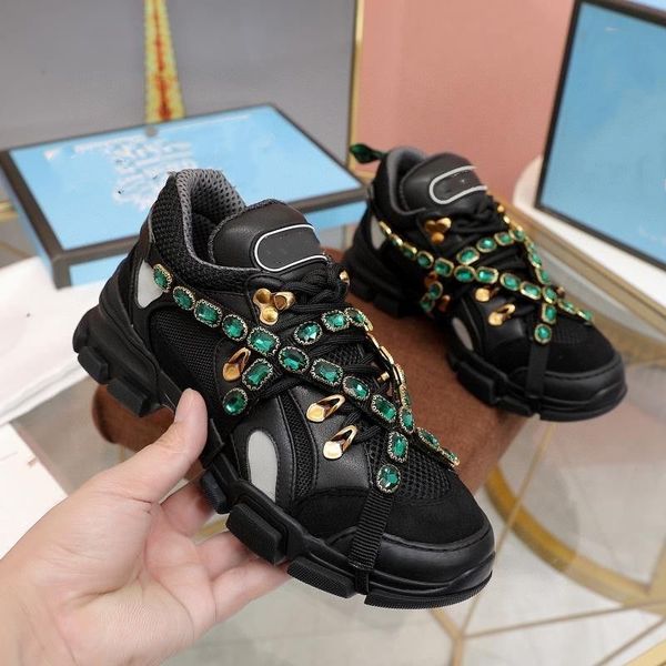 

flashtrek designer sneakers rhyton casual shoes brand vintage platform shoes men women multicolor running sneaker size 35-45 11, Black