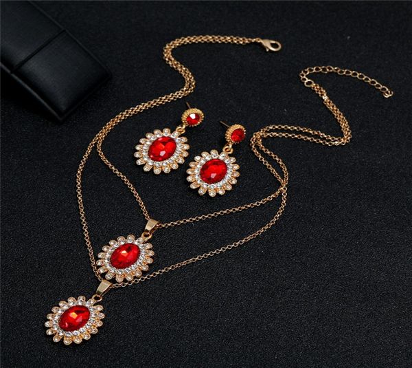 

bohemia vintage jewelry sets for women crystal wedding party earrings necklace crystal diamond pendant valentine039s day gifts 3109713