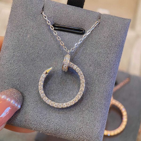 

ypus internet celebrity full diamond nail necklace smooth face fashion pendant couple gifts luxury high beauty exqs, Silver