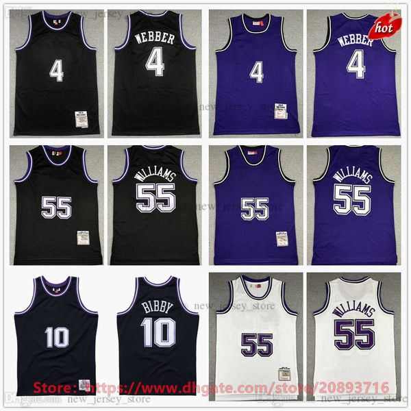 

mitchell and ness 1998-99 basketball jason 55 williams jersey retro chris 4 webber mike 10 bibby jerseys stitched black white purple for man, Black;red