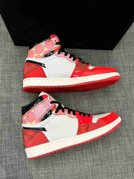 

basketball shoes outdoor sandals authentic 1 1s high og spiders man across the verse dv1748-601 sports sneakers trainers mens university red, Black