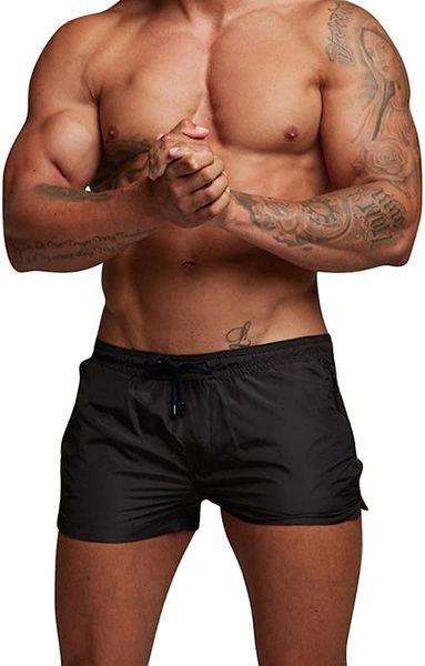 

quick-dry and stretchy men's athletic shorts with zippered pockets, Black