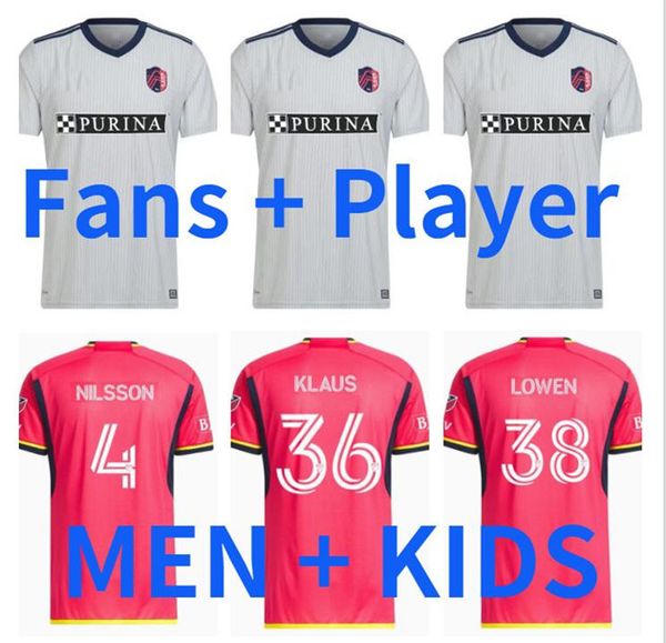 

2023 2024 st.  ouis city soccer jerseys mls home away st louis''red' sc white nilsson 4 klauss 9 nelson gioacchini vassilev, Black;yellow
