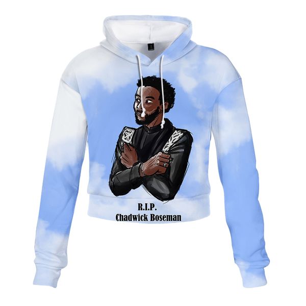 

crop hoodie women cropped sweatshirts pullovers streetwear 3d hoody chadwick boseman 3d chadwick boseman long sleeve, Black