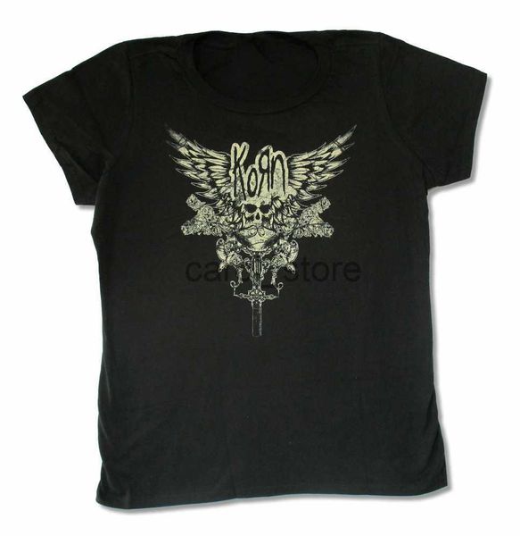 

men's t-shirts korn skull wings girls juniors black t shirt new band merch customize tee shirt j230619, White;black