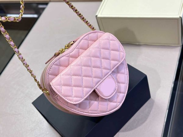 

channel heart bag 5a quality cc bag mini pink shoulder bag women pure vintage hardware cloudy mini bag real leather fashion five colors