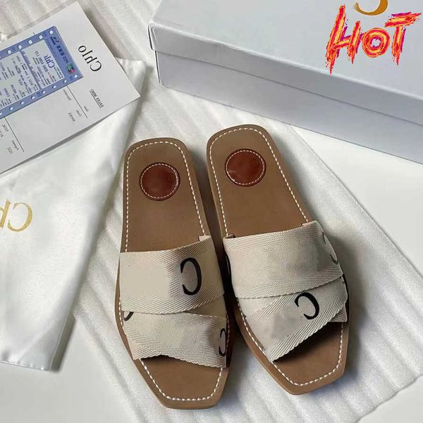 

designer women slippers sliders slides sandals woody flat mulewhite black pink lace lettering fabric canvas slippers women summer outdoor sh