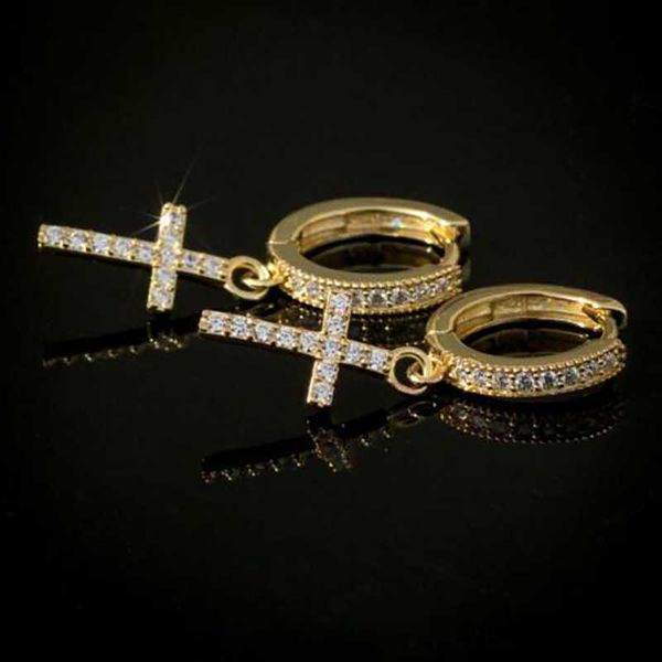 

stud trendy men women earrings gold micro paved earrings hoops rock hip hop jewelry r230619, Golden;silver