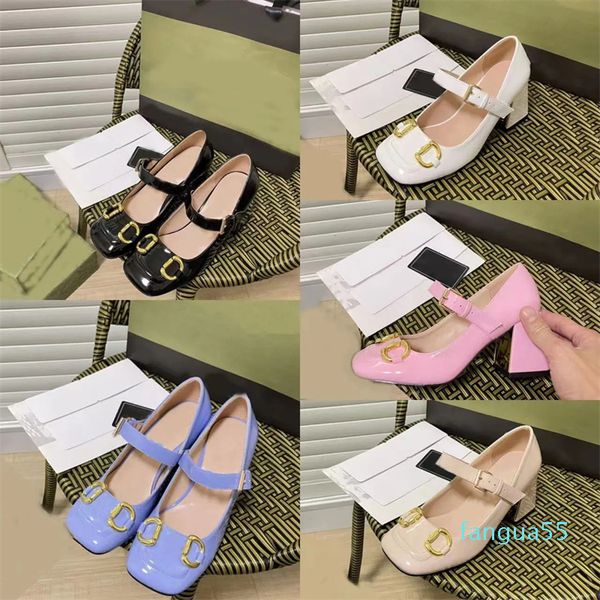 

2023-high heels female designer women's shoes new paragraph a word shoes buckle thick with square head single shoes female, Black