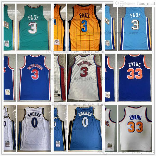 

mitchell and ness 1992-93 classic drazen 3 petrovic basketball jerseys retro stitched 2005-06 chris 0 gilbert paul arenas patrick 33 ewing j, Black;red