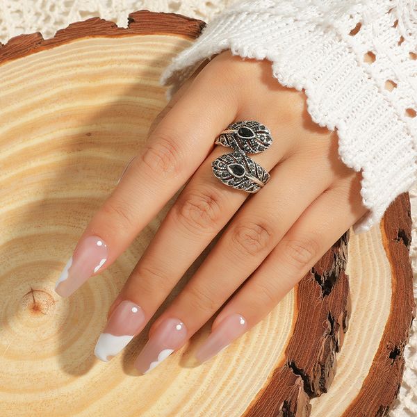 

popular feather personalized vintage black ancient silver index finger ring
