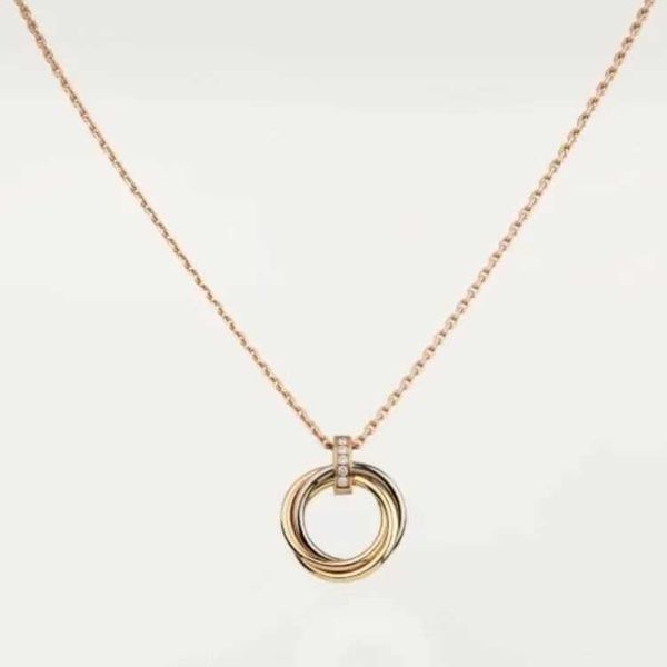 

counter quality c card three ring necklace style women's simple diamonds pendant with interlocking colorful gold versatile snake bone c, Black
