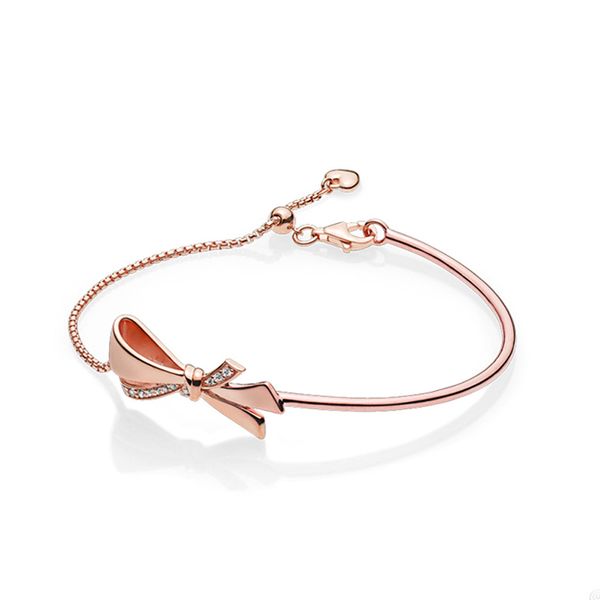 

sparkling rose gold bow slider bracelet for pandora crystal diamond wedding bracelets designer jewelry set for women luxury tassels bracelet, Black
