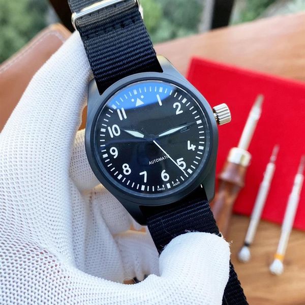 

classic wristwatches aircraft division necessary 40mm automatic mechanical man watches design digital display dial blue white blac260t, Slivery;black