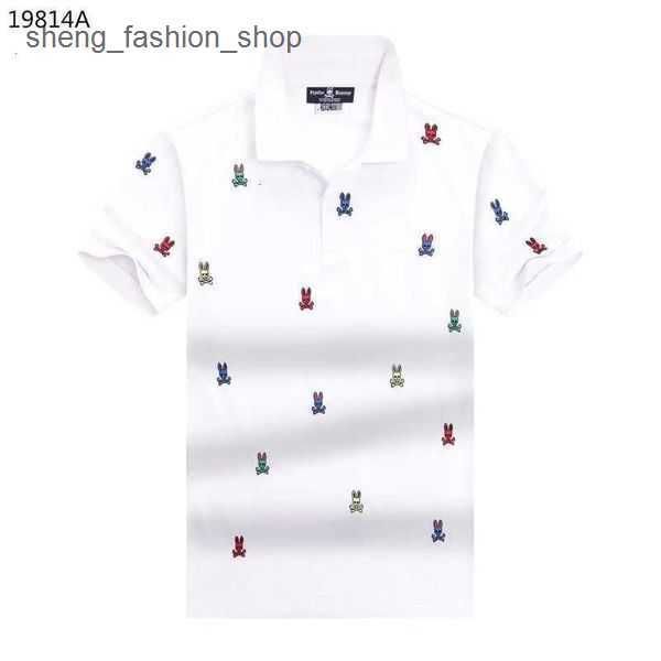 

2023 new psycho bunny summer men's skull rabbit polo shirt short sleeve cartoon embroidery collar jacquard fashion brand simple h8fr 2, White;black