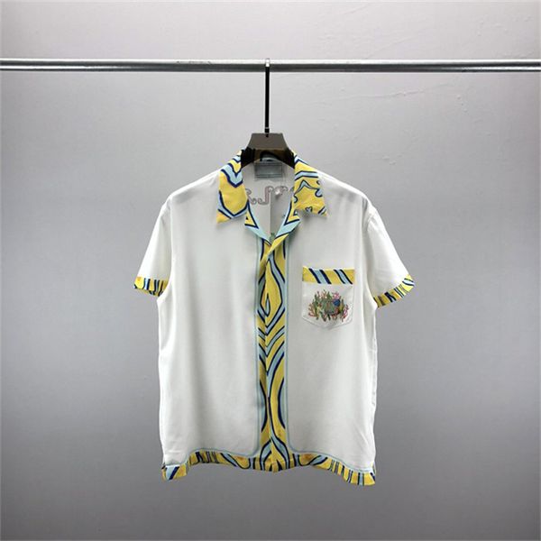 

2# luxury designer shirts mens fashion geometric print bowling shirt hawaii floral casual shirts men slim fit short sleeve variety -xxxl#02, White;black