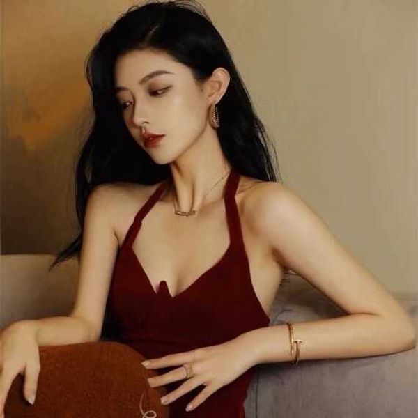 

4xoo internet celebrity card rivet necklace 925 sterling silver plated 18k gold smooth rose bullet pendant collar chain 3rae, Black