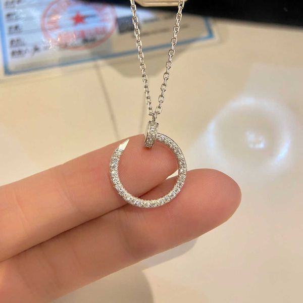 

high-quality full diamond nail necklace smooth face fashion pendant couple gifts luxury high beauty, Silver
