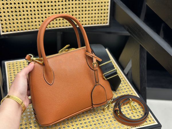 

designer women's business bag temperament texture autumn and winter new classic triangle logo saffiano leather shell bag tote bag