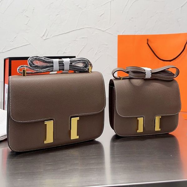 

fashion women shoulder bags gold hardware h crossbody classic handbags purses cowhide leather man messenger bag with box 19cm 24cm