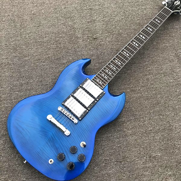 

custom shop, sg400 electric guitar, 24 frets, 3 piece pickup, silver hardware, ing