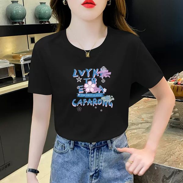 

women's t-shirt short sleeves tshirt designer t shirt lady hoodie letters printed cotton tee anine bing summer fashion women cresw neck, White;black