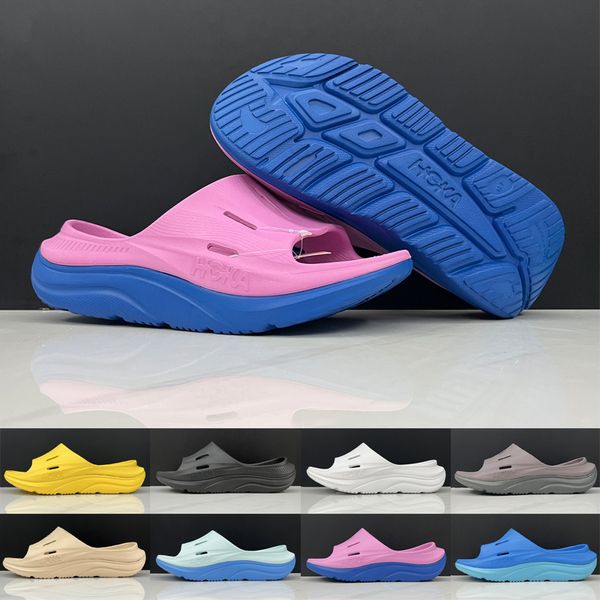 

hoka one one ora recovery slide 3 mens women outdoor sports slippers shock absorbing soothing sandals sliders black grey white cloud mist bl